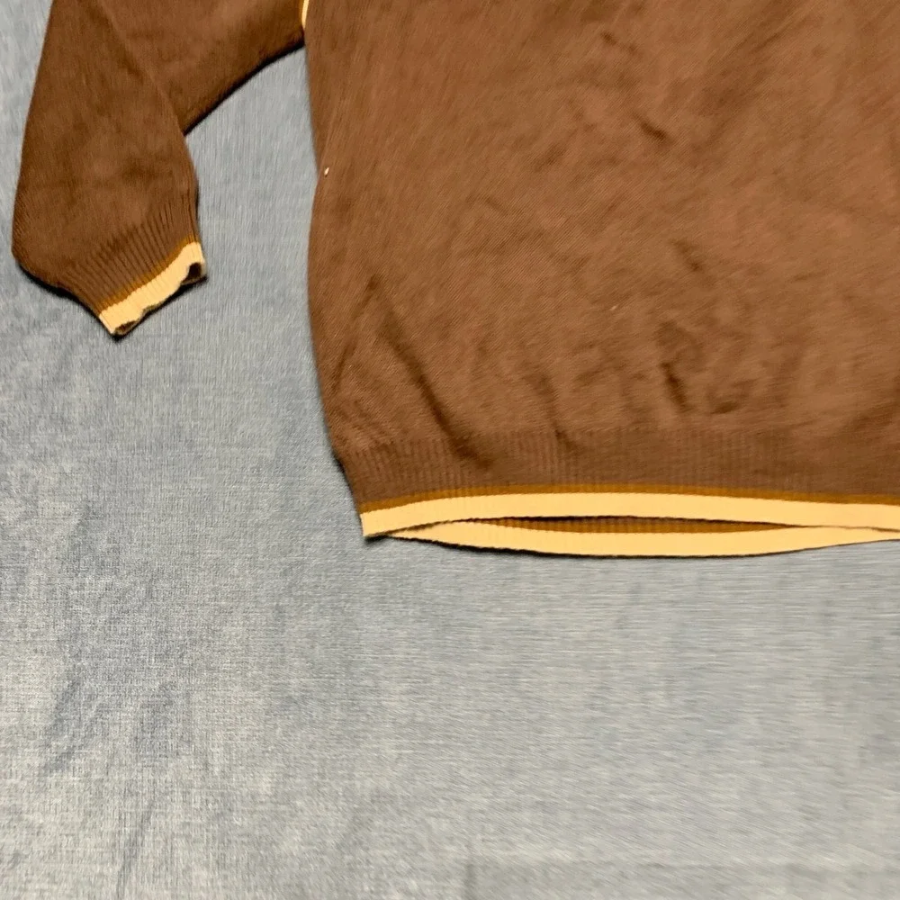 Mossimo Sweater Kids Medium Brown Contrast Piping Outdoor Workwear Quarter Zip